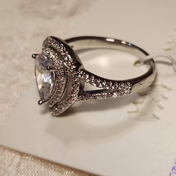 Savvy Cie Jewels Rhodium-Plated Teardrop Ring, Size 7 - Picture 9 of 14